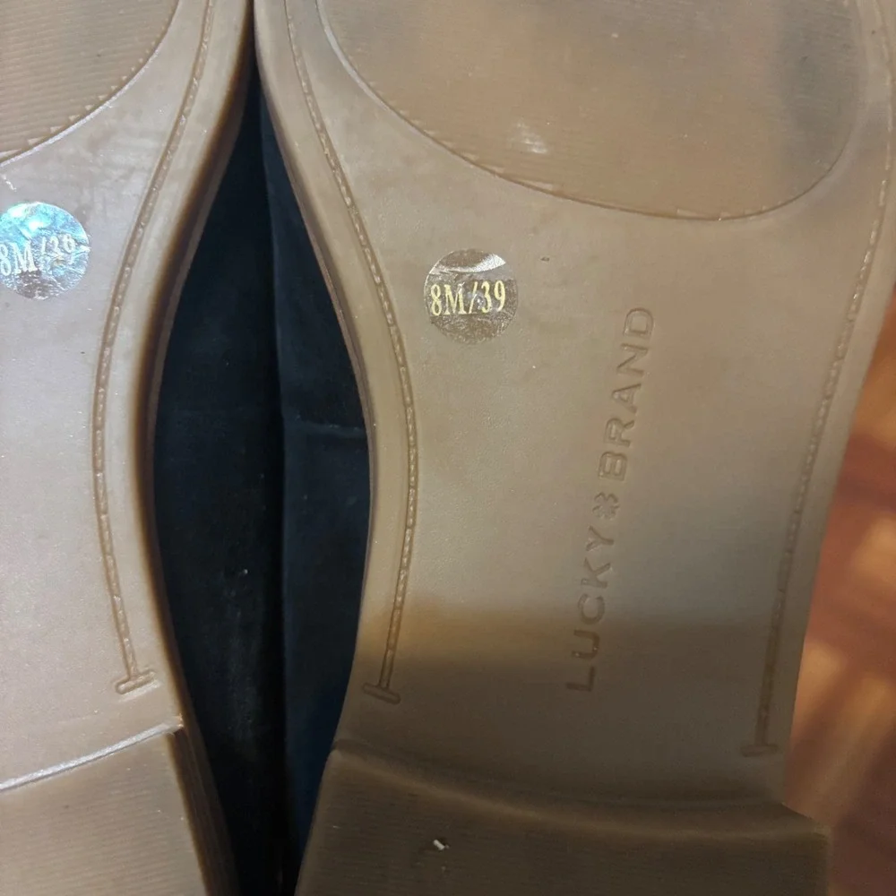 Lucky Brand Fiana Black Leather Loafers Flats Womens 8M  Professional‎